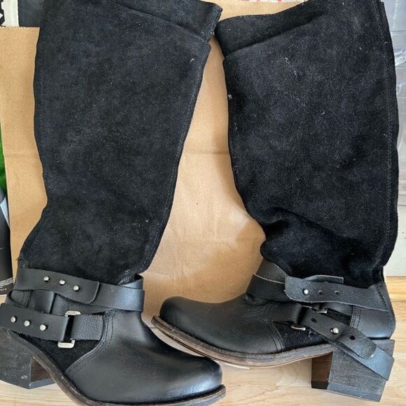 Anthropologie Gee Wawa Nancy suede Moto boots 8 - Picture 6 of 6